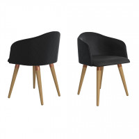 Manhattan Comfort 2-1020484 Kari Velvet Matelasse Accent Chair in Black - Set of 2